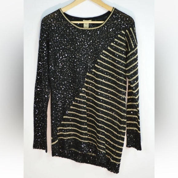 Anthropologie Black and Gold Striped Sweater - Picture 1 of 5
